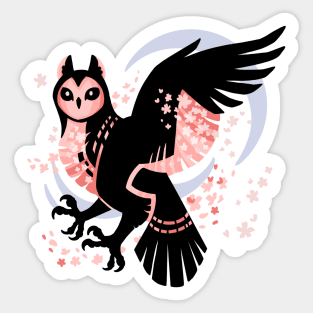 Cherry Blossom Owl Sticker